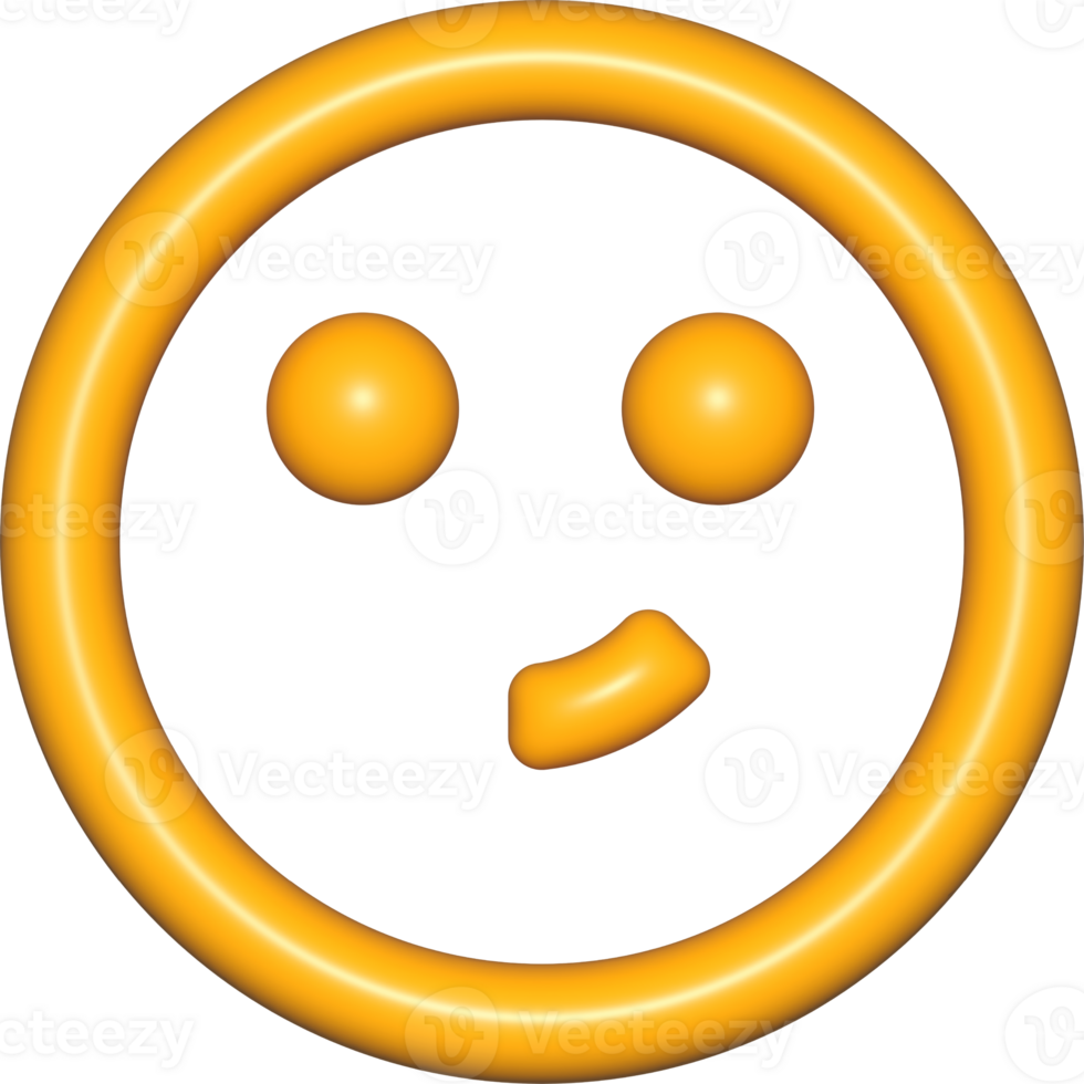 emoji face 3d icon yellow, 3d cute emoji circle face outline shape png