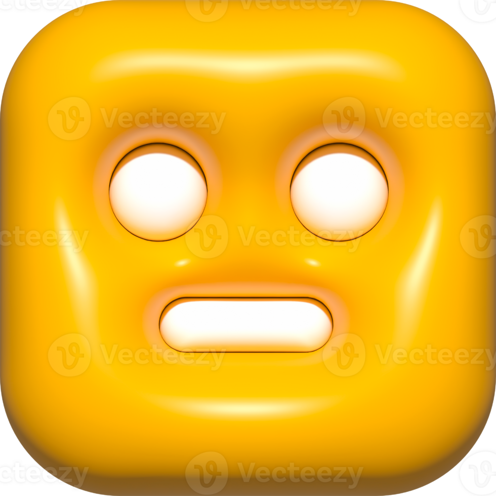 emoji face 3d icon yellow, emoji square shape face png