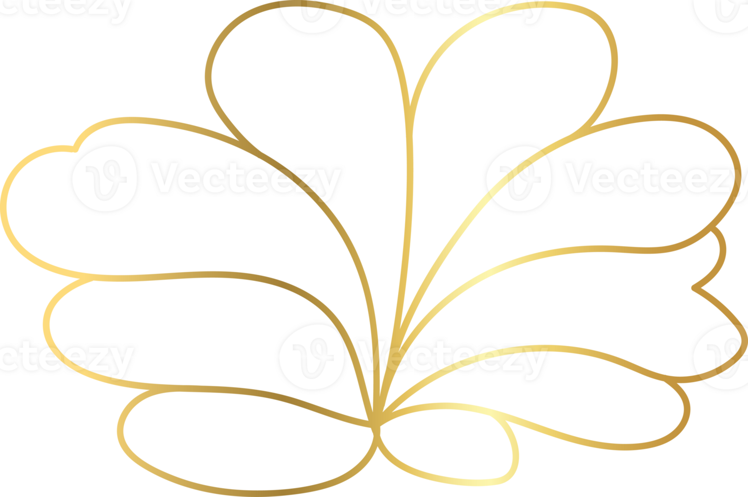 gold flower line doodle, floral golden line art, flower gold for a clip art png
