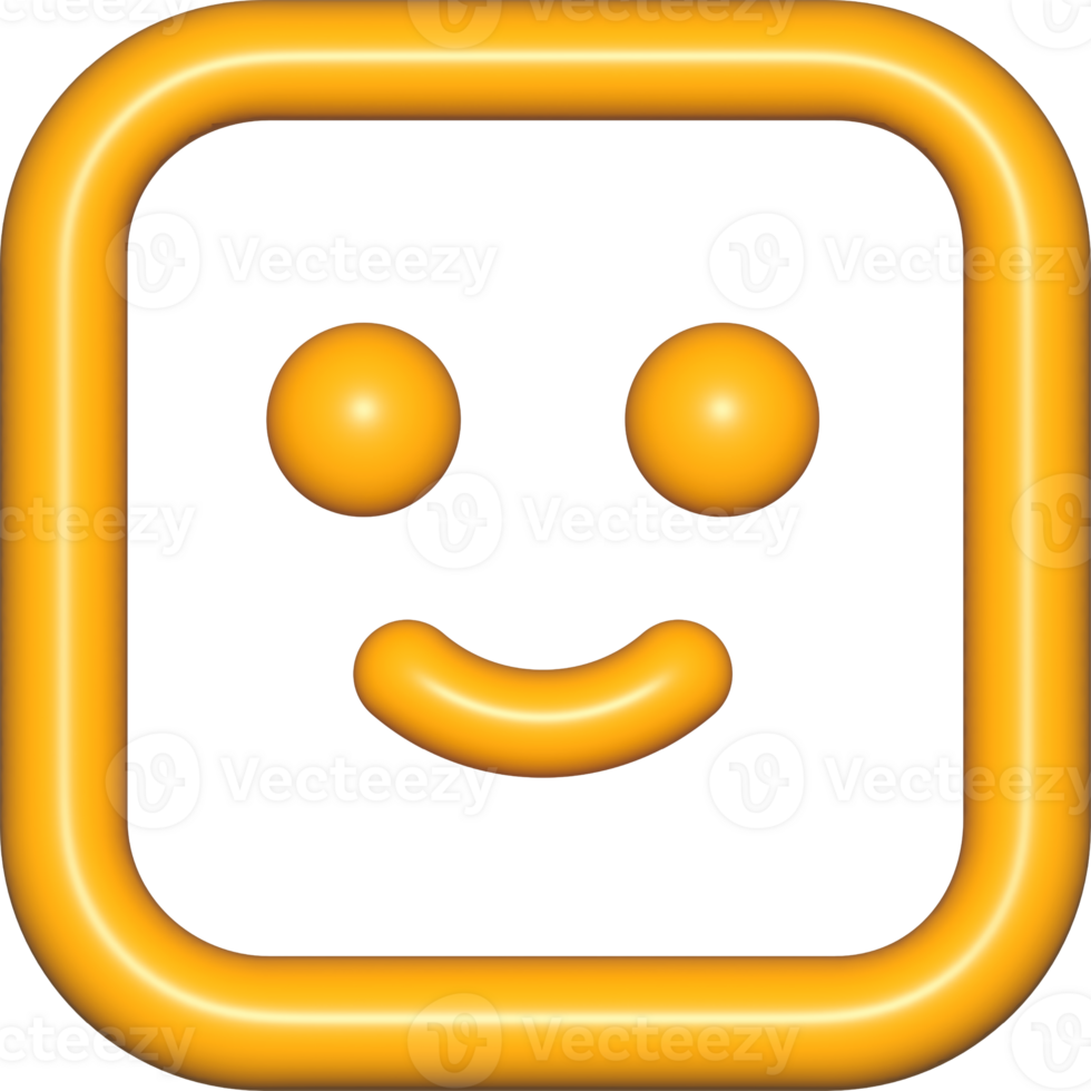 emoji face 3d icon cute, emoji square face outline shape png