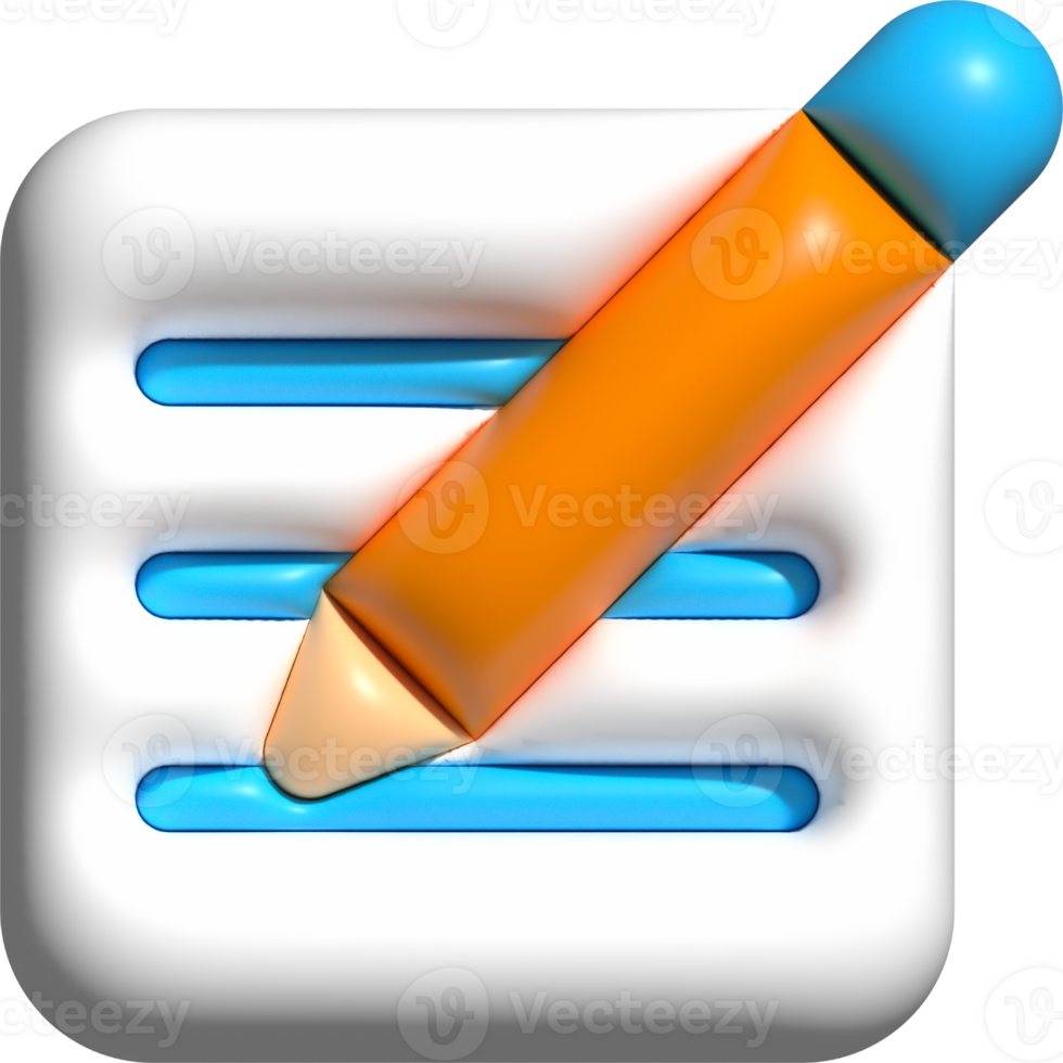 3D write document icon, letter, e-mail write button for emoji icon png