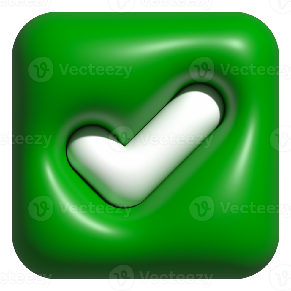 3D right icon, select buttons, correct icon for media social emoji png