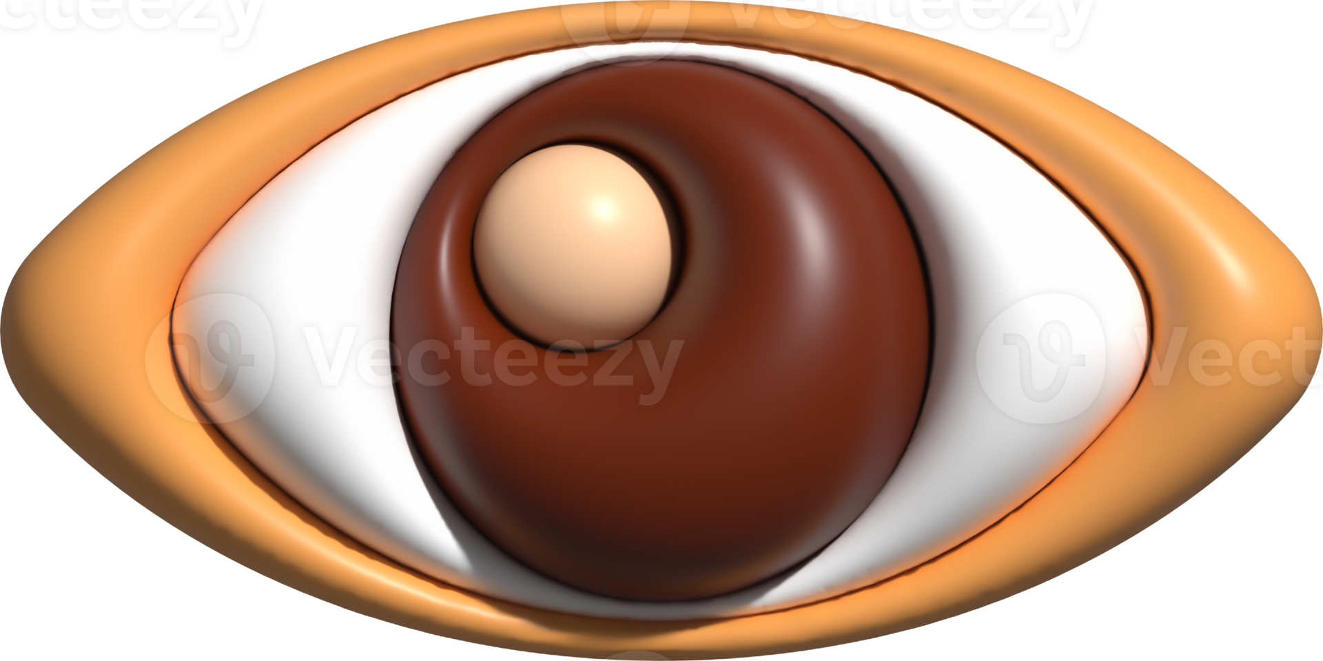 3D brown eyes, eyeball, look symbol for emoji icon png