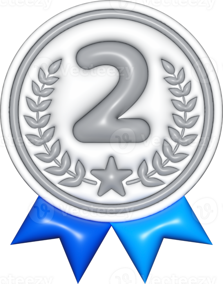 medal 3d sign, number 2 emblem bronze for icons, certificate elements, badge symbol png