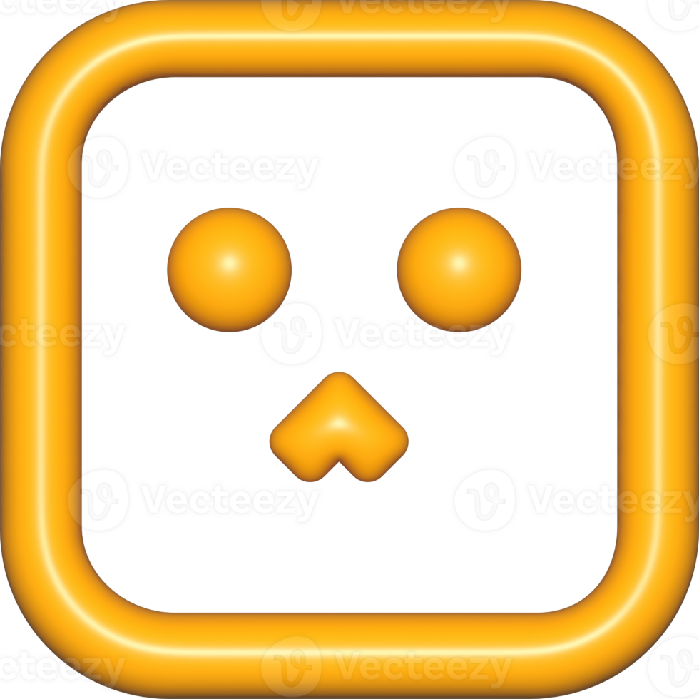 emoji face 3d icon yellow cute, 3d emoji square face outline shape png