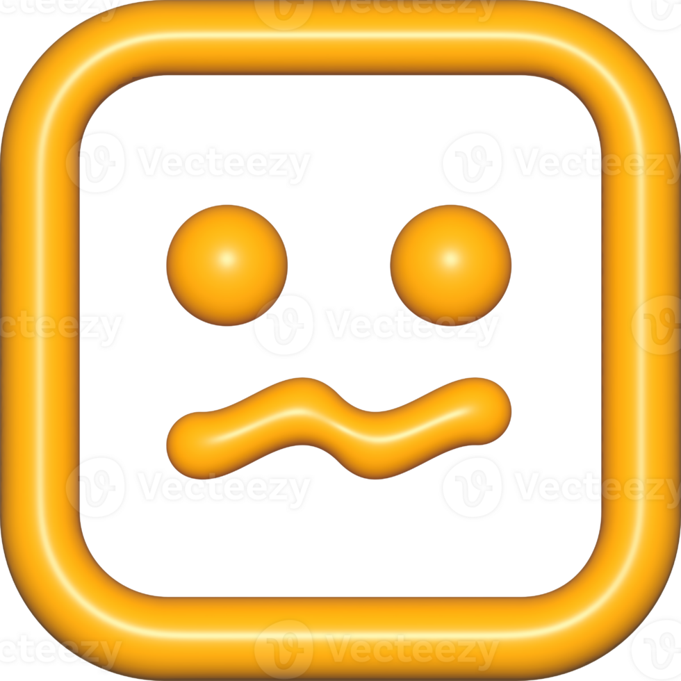 emoji face icons yellow cute, 3d emoji square face outline shape png