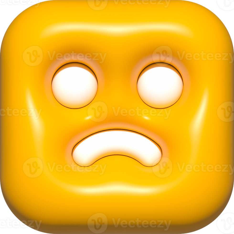 emoji face 3d icon yellow, emoji square face shape png