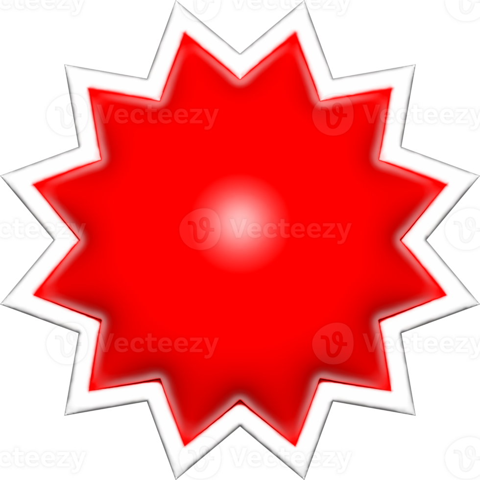 sticker red 3D star for label sale tag png
