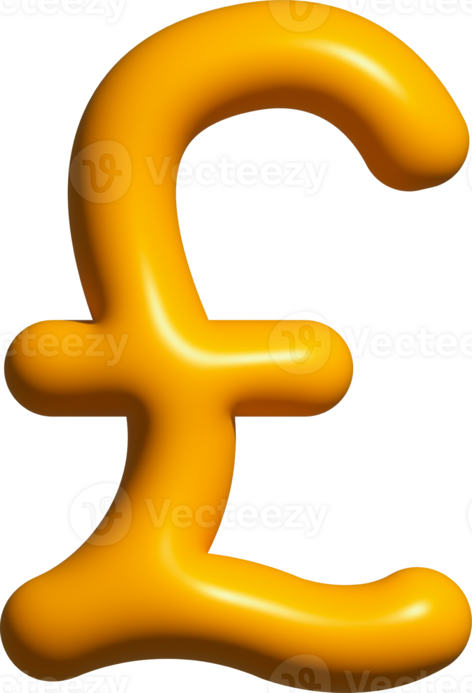 Pound Currency 3D symbol, Money GBP sign png