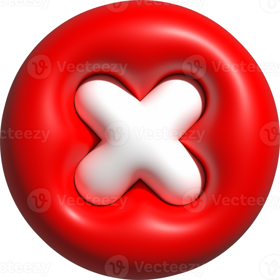 3D wrong icon red, refuse buttons, not, no for media social emoji png