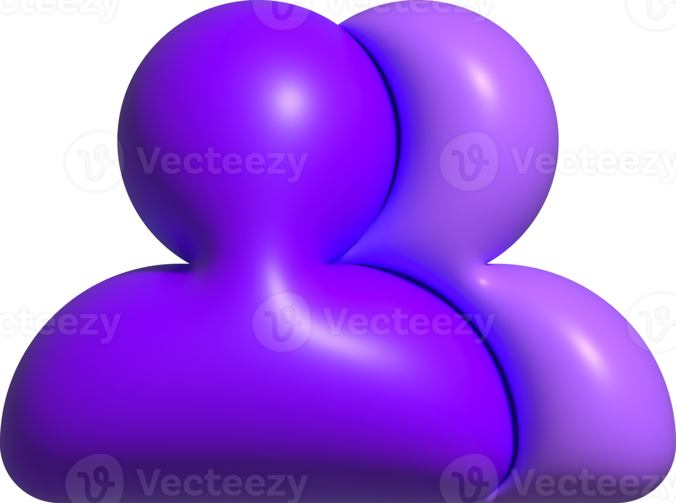 3D person group icon, purple person buttons for emoji icon png