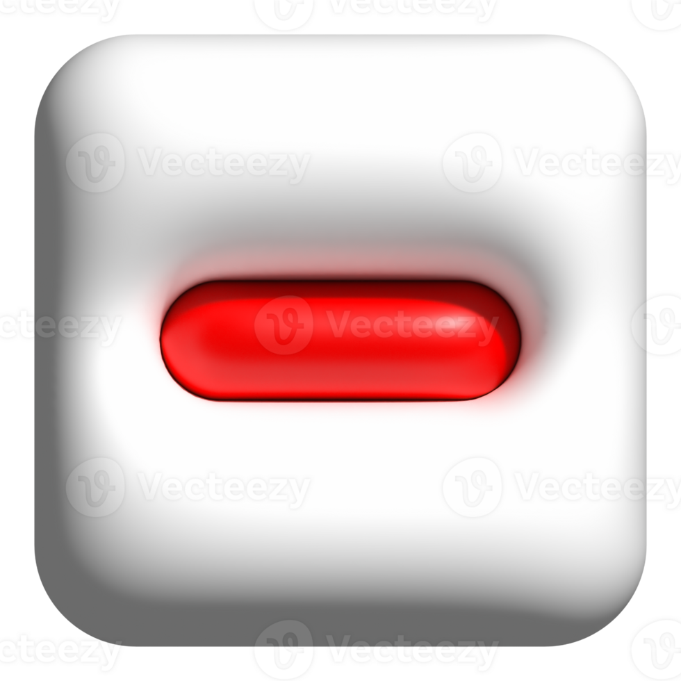 3D delete icon, reduce buttons for media social emoji png