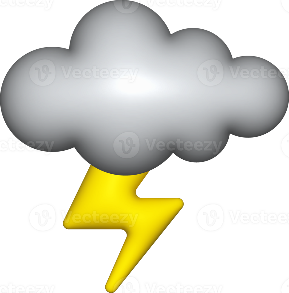 3d cloud dark with lightning icon, cloud clip art png