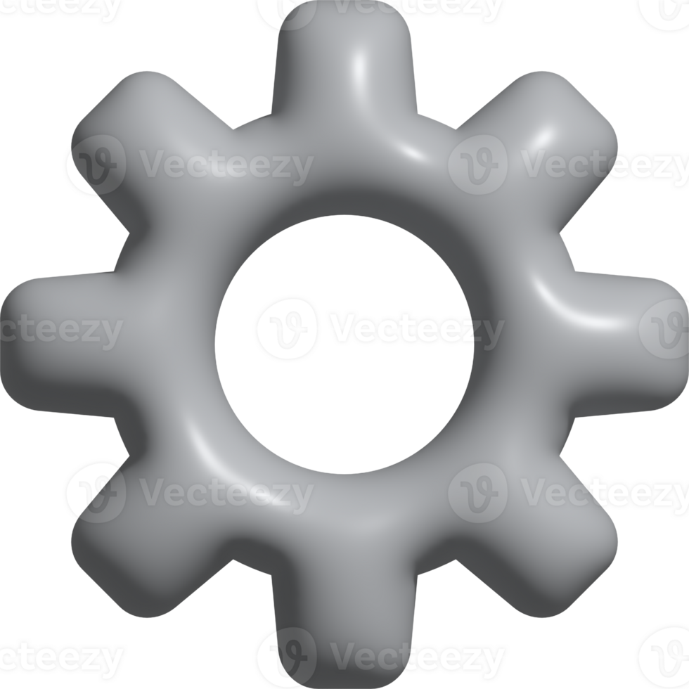 gray cog buttons 3D, set up icon, repair symbol png