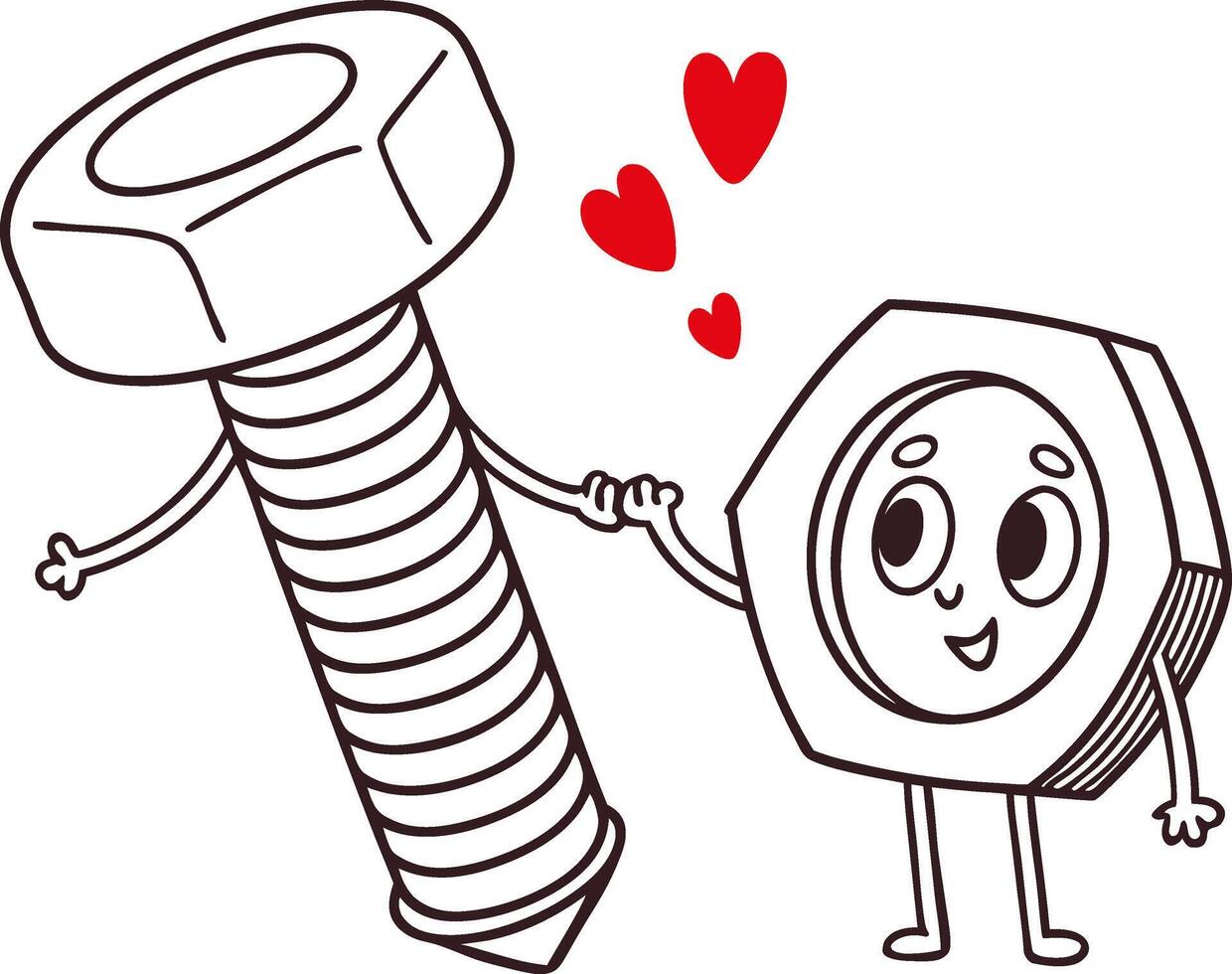 Love of a Nut and Bolt vector