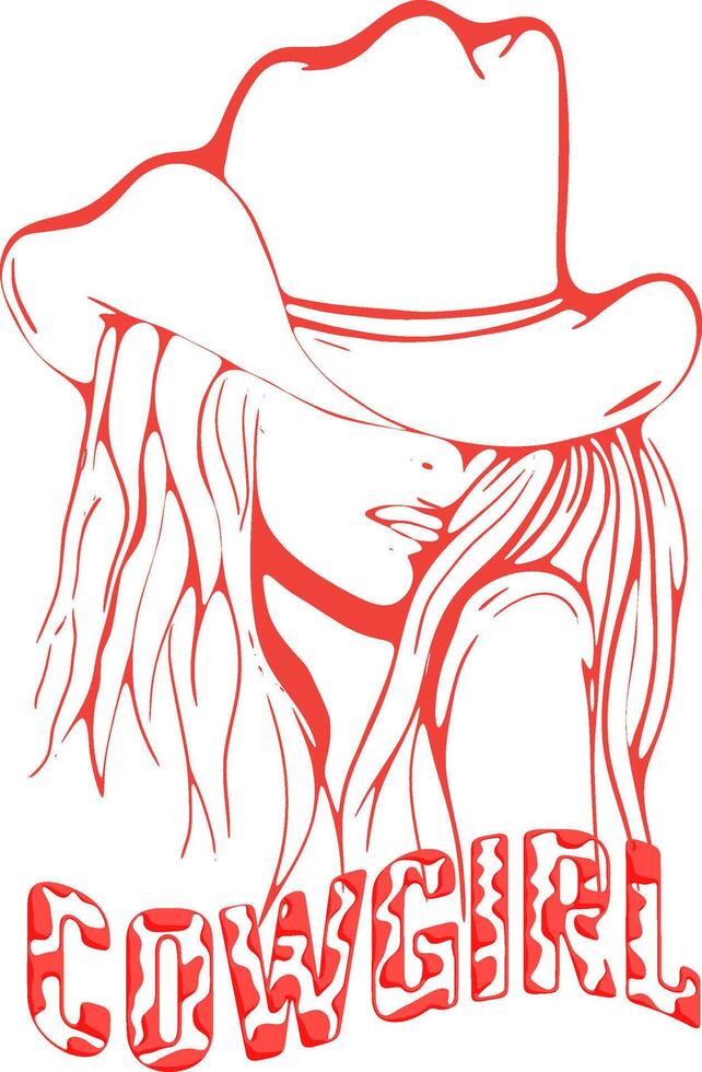 Illustration of a girl in a cowboy hat. vector