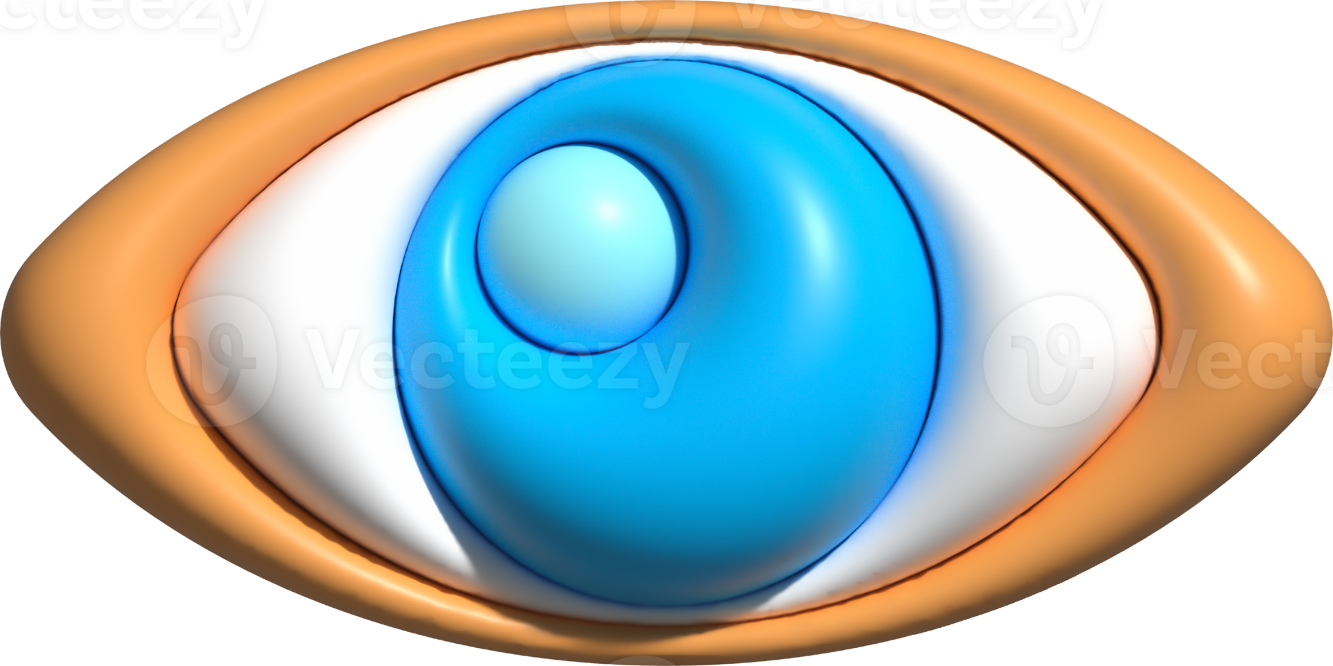 3D blue eyes, eyeball, look symbol for emoji icon png
