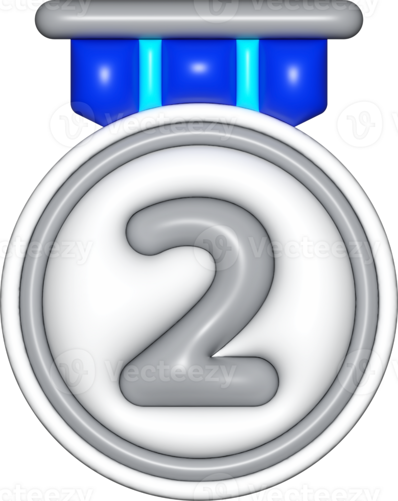 medal 3d sign, number 2 emblem bronze icons, certificate element, badge symbol png