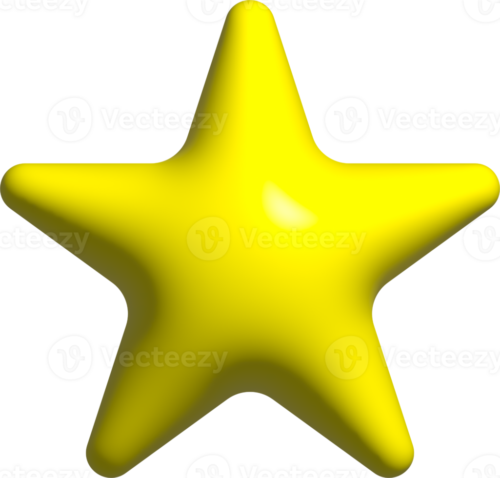3D yellow star icon, star shape buttons for emoji icon png