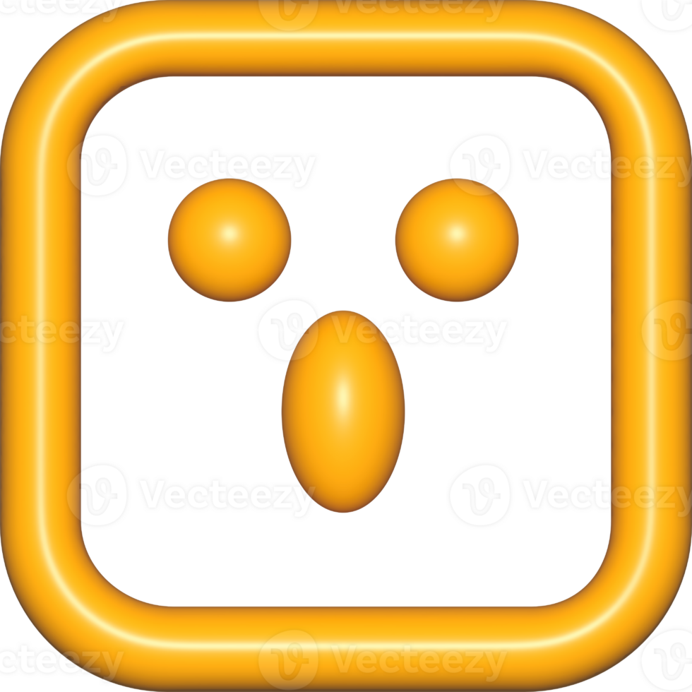 emoji face 3d icon yellow and cute, emoji square face outline shape png