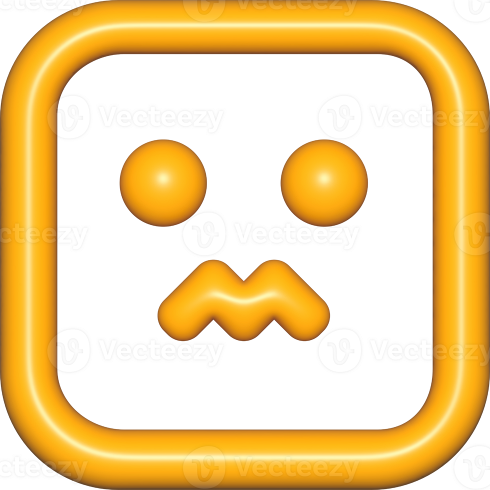 emoji face 3d icons yellow cute, emoji square face outline shape png