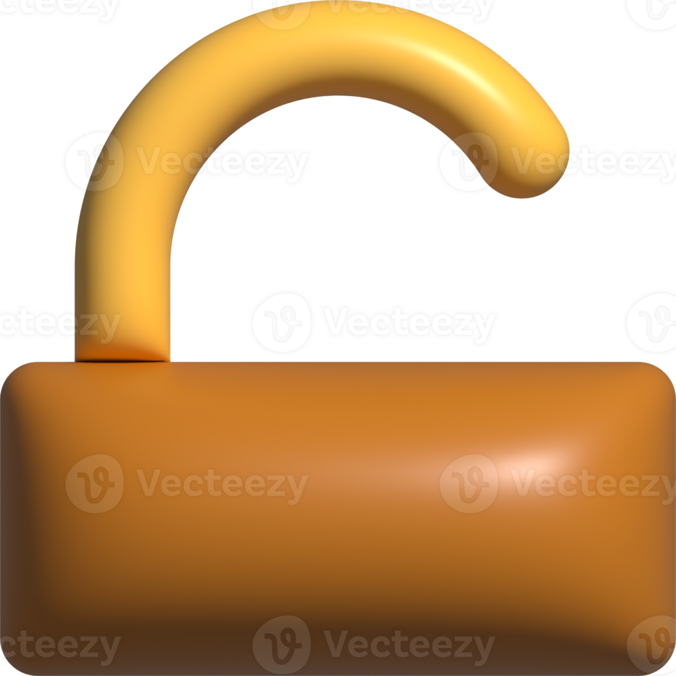 3D lock key, unlock key buttons, safe symbol for a emoji icon png