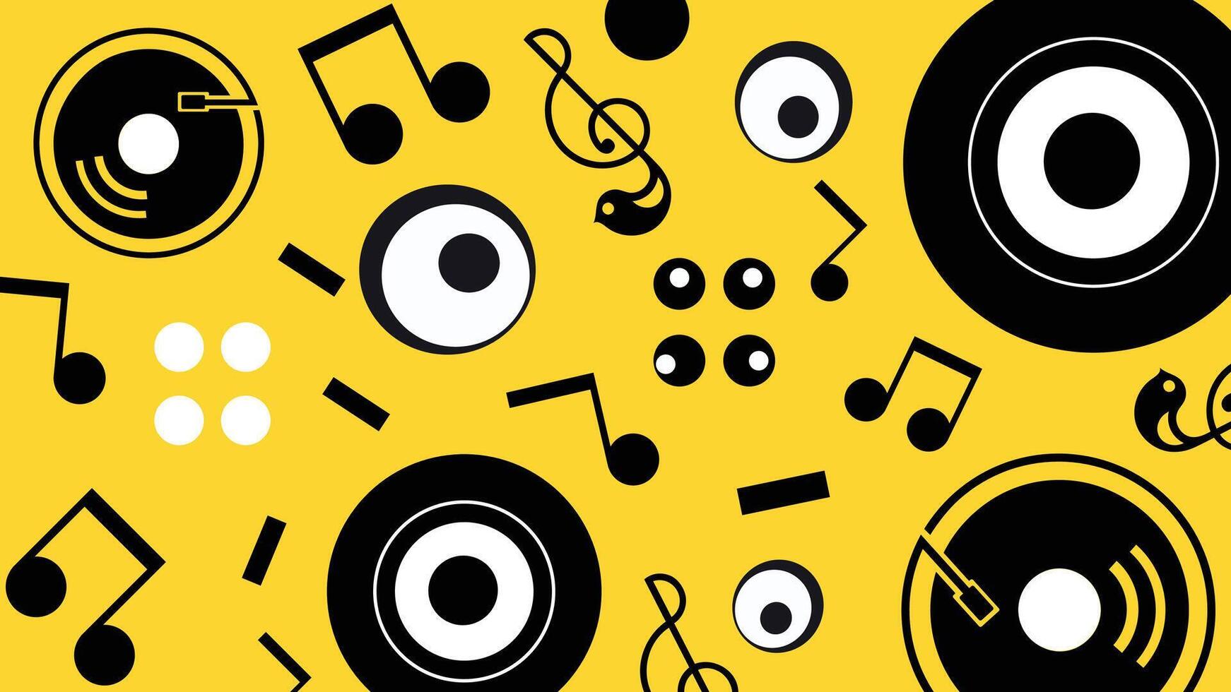 Turntable and Music Notes Art Background vector