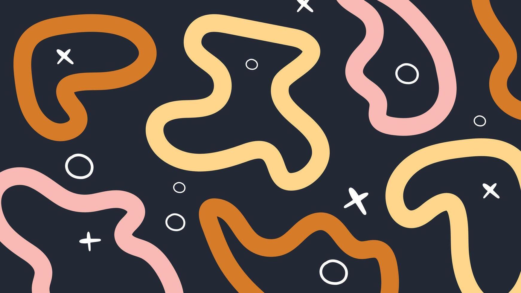 Abstract Wavy Doodle Lines on Dark Background vector