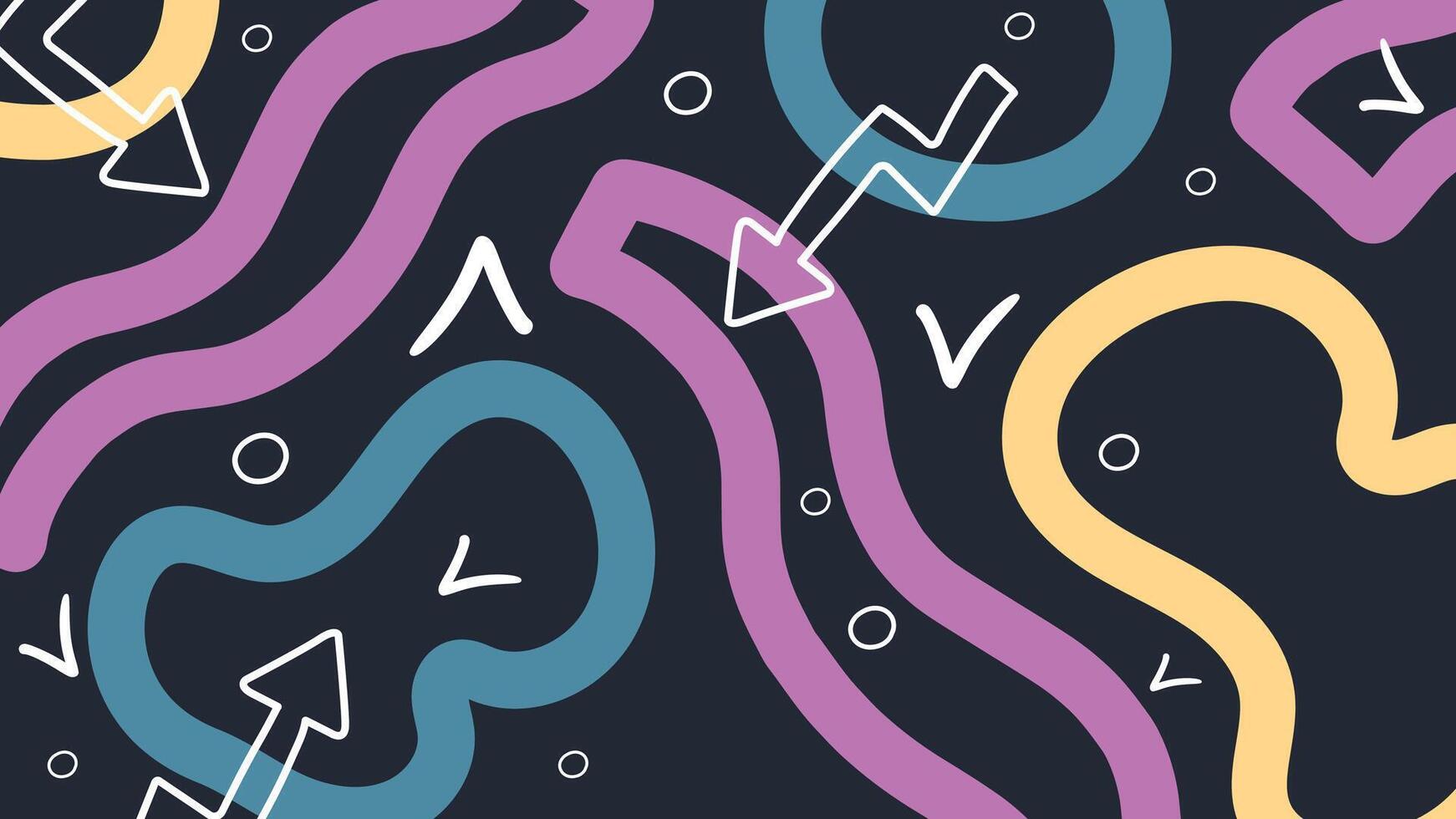 Doodle Leaf Arrows and Colorful Dark Background vector