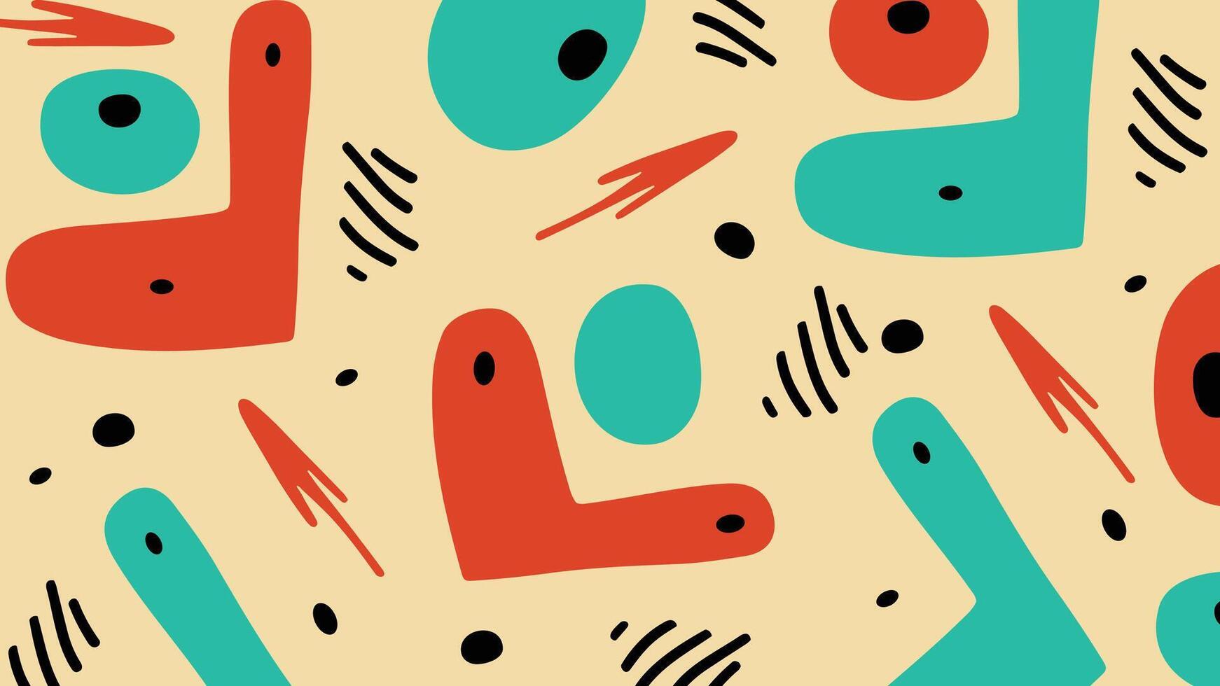 Retro Blob Art with Doodles Background vector