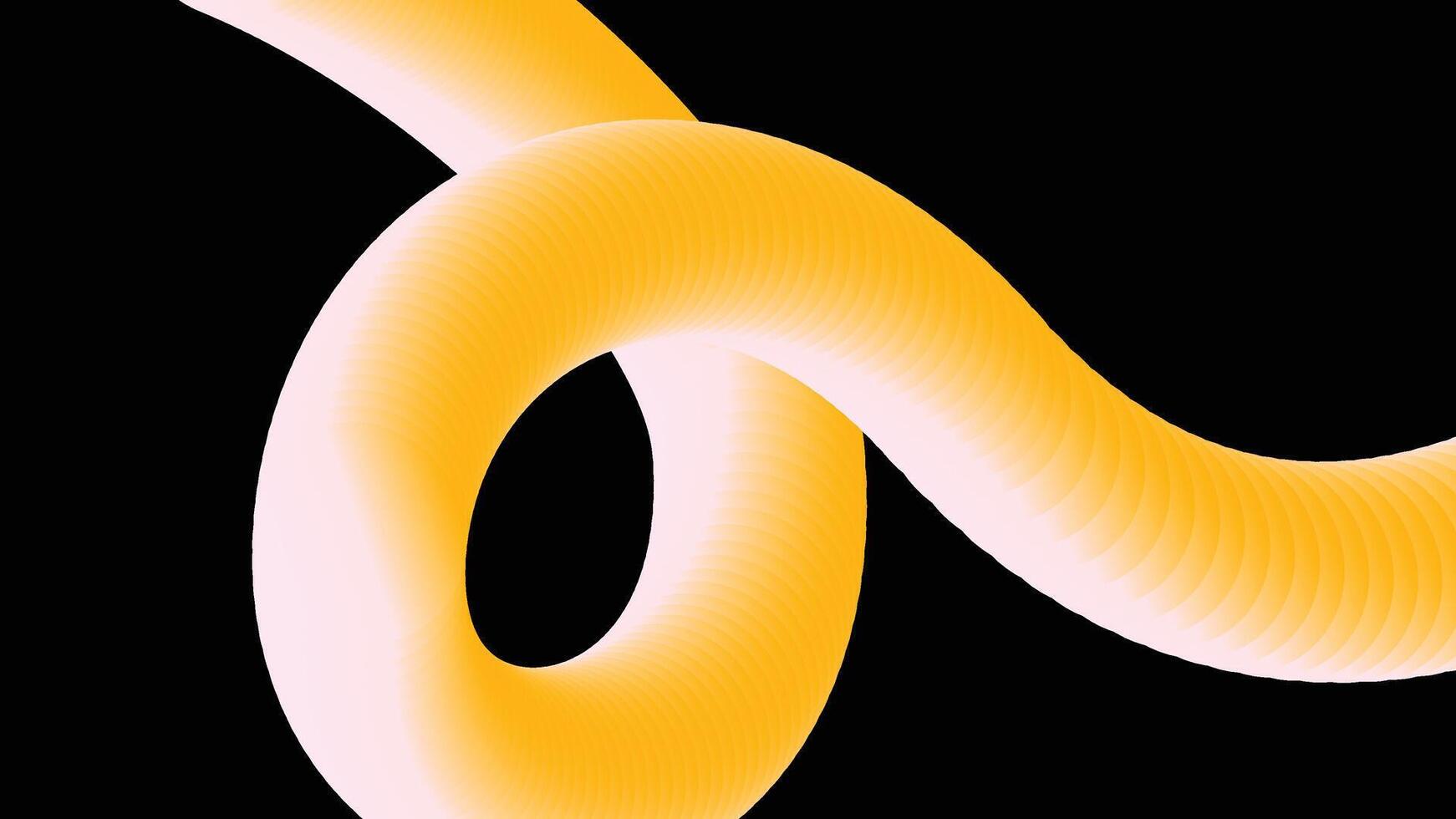 Twisted Yellow 3D Line on Black Background vector