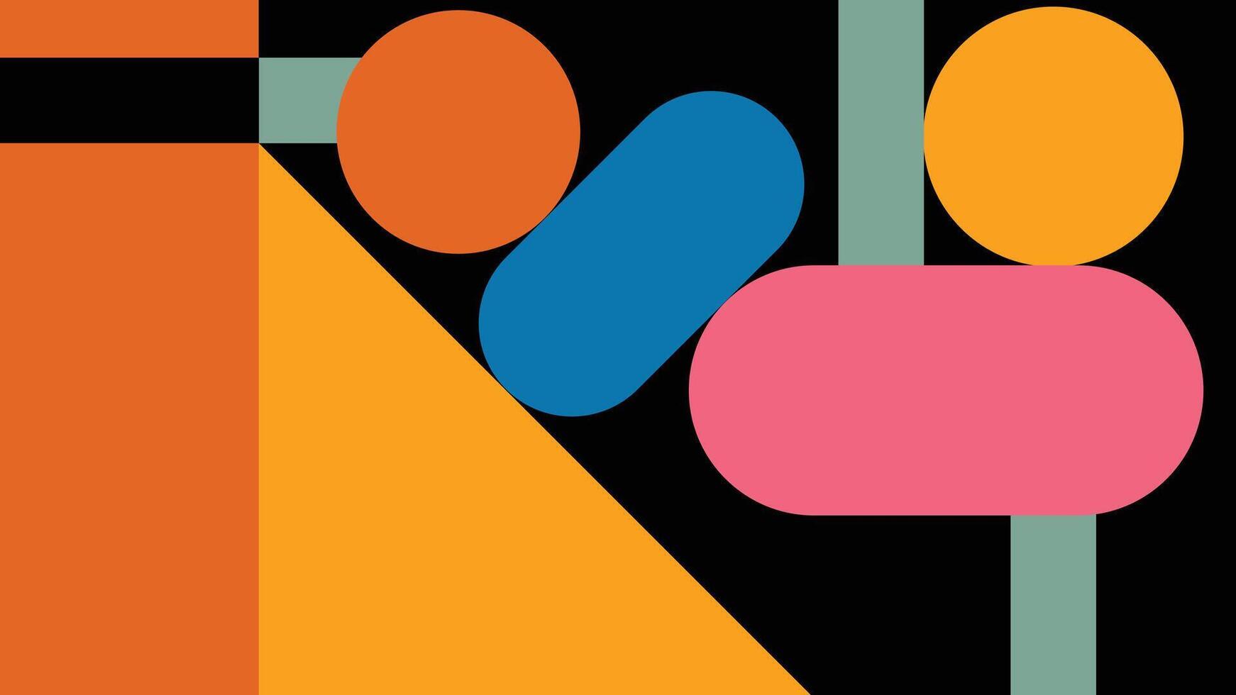 Colorful Abstract Geometric Shapes on Black vector