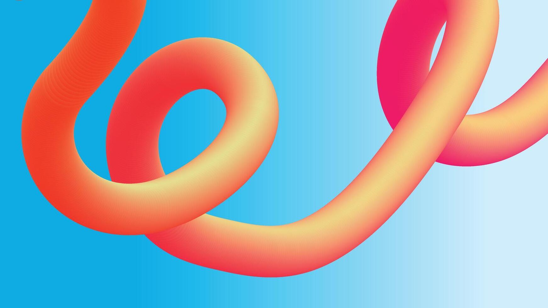 Glowing Orange-Red Tube over Blue Gradient vector