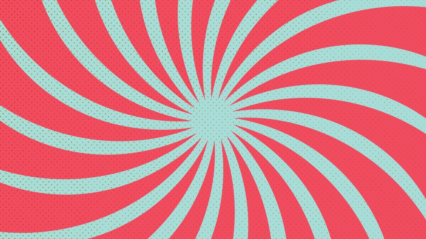 Turquoise Spiral Burst on Red Background vector