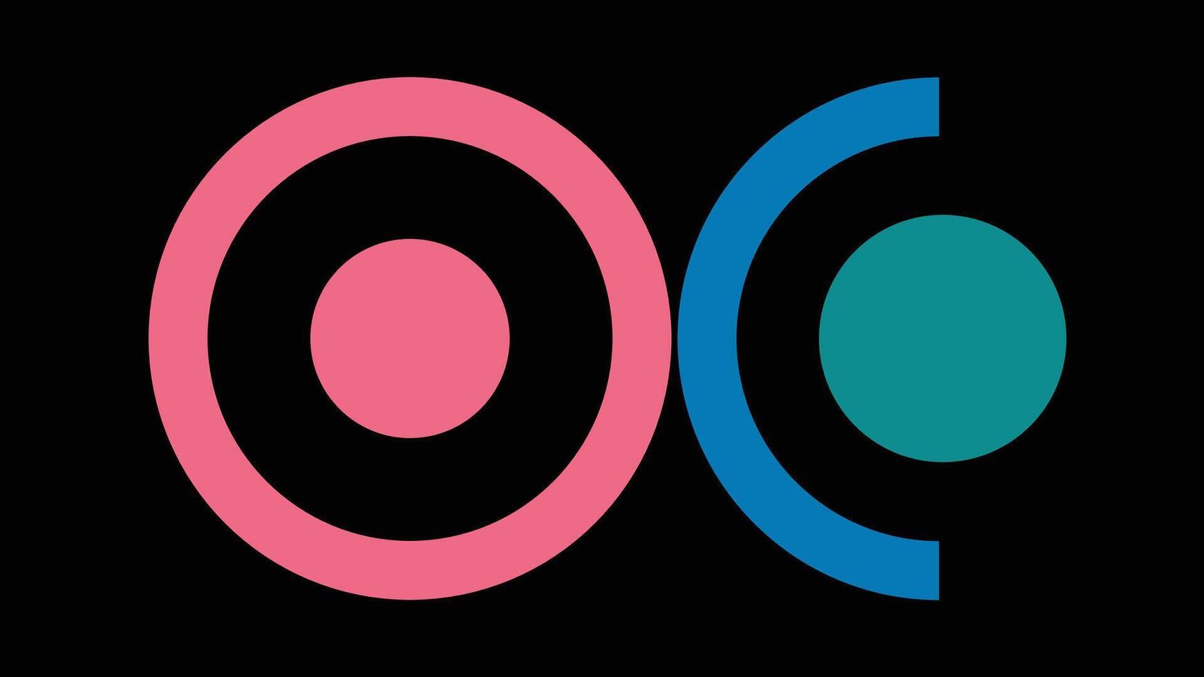 Abstract Dual Circle Design On Black Background vector