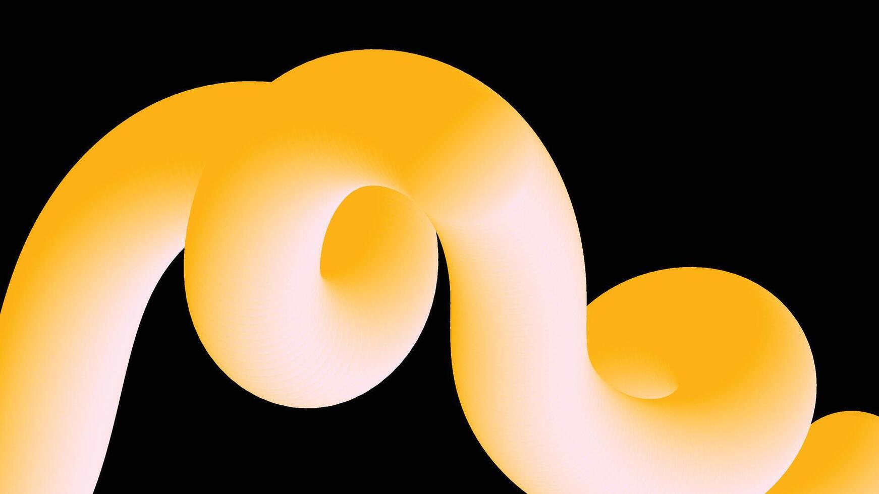 Flowing Orange Tube on Black Backdrop Background vector