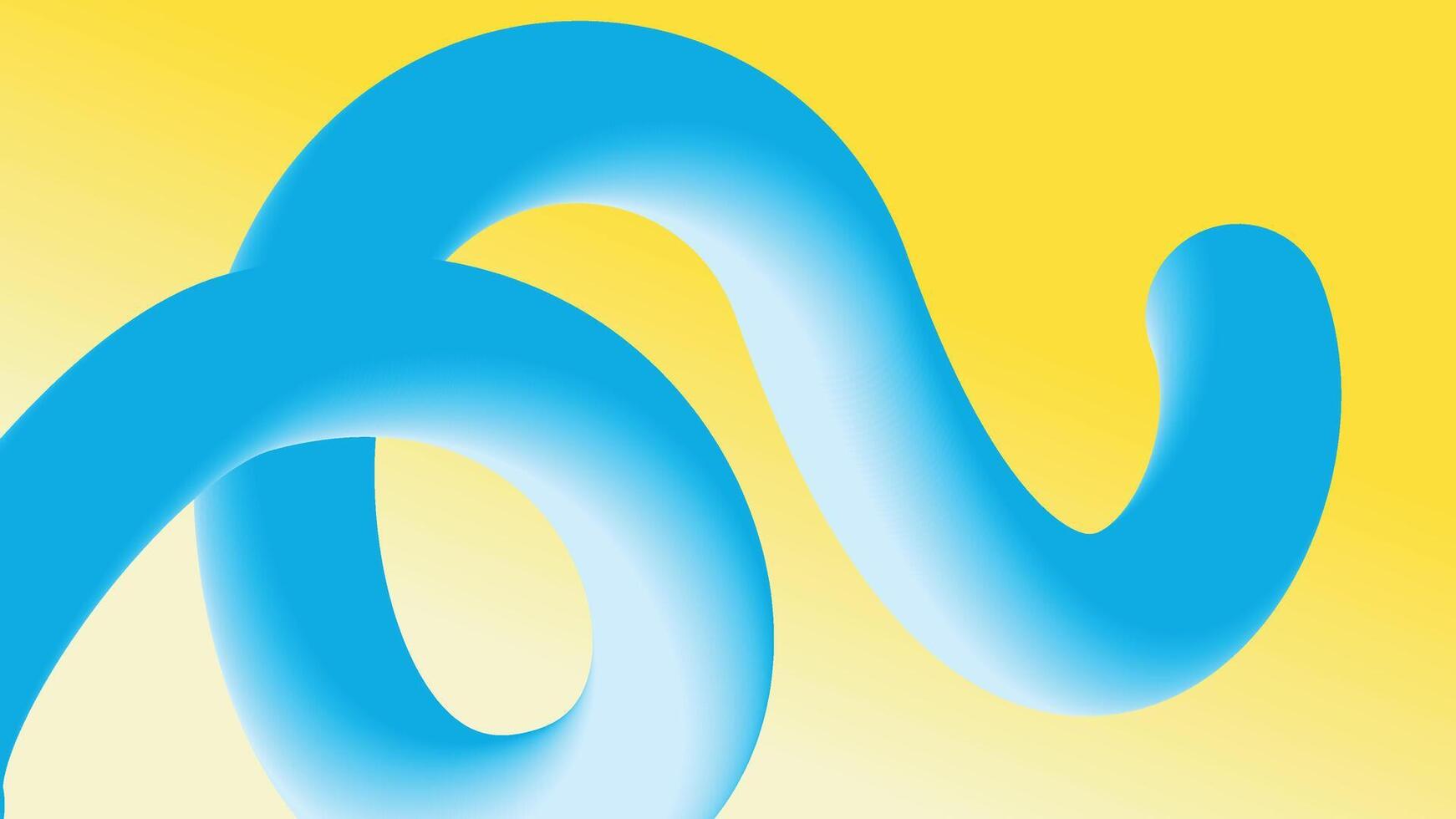 Blue Ribbon Twist on Yellow Canvas Background vector