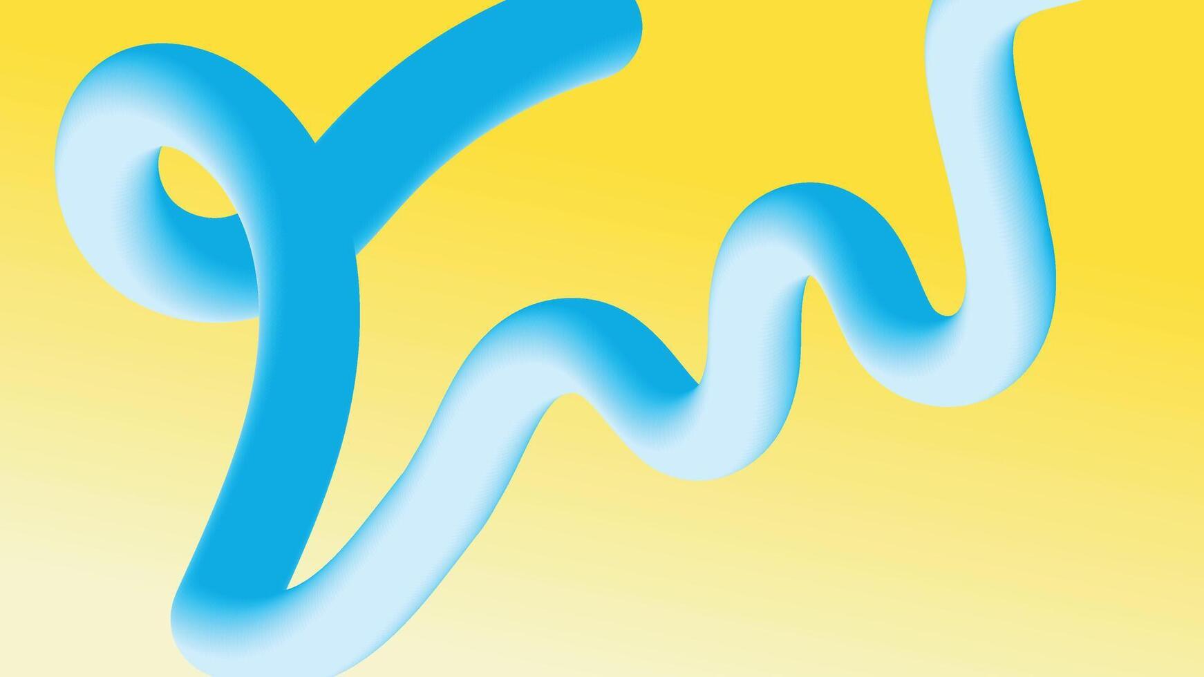 Wavy Blue 3D Ribbon on Yellow Background vector