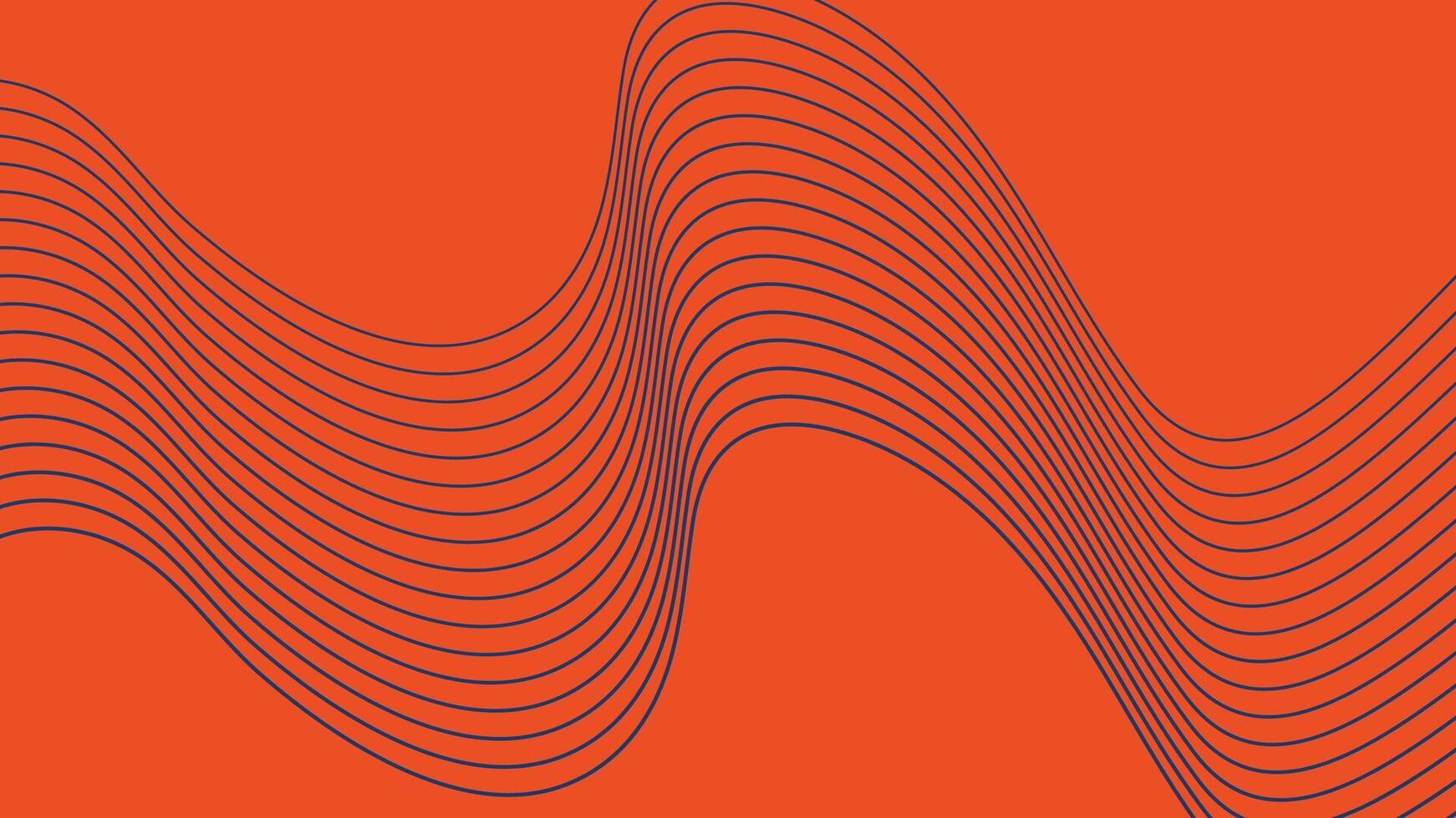 Dynamic Abstract Wave Lines On Orange Background vector