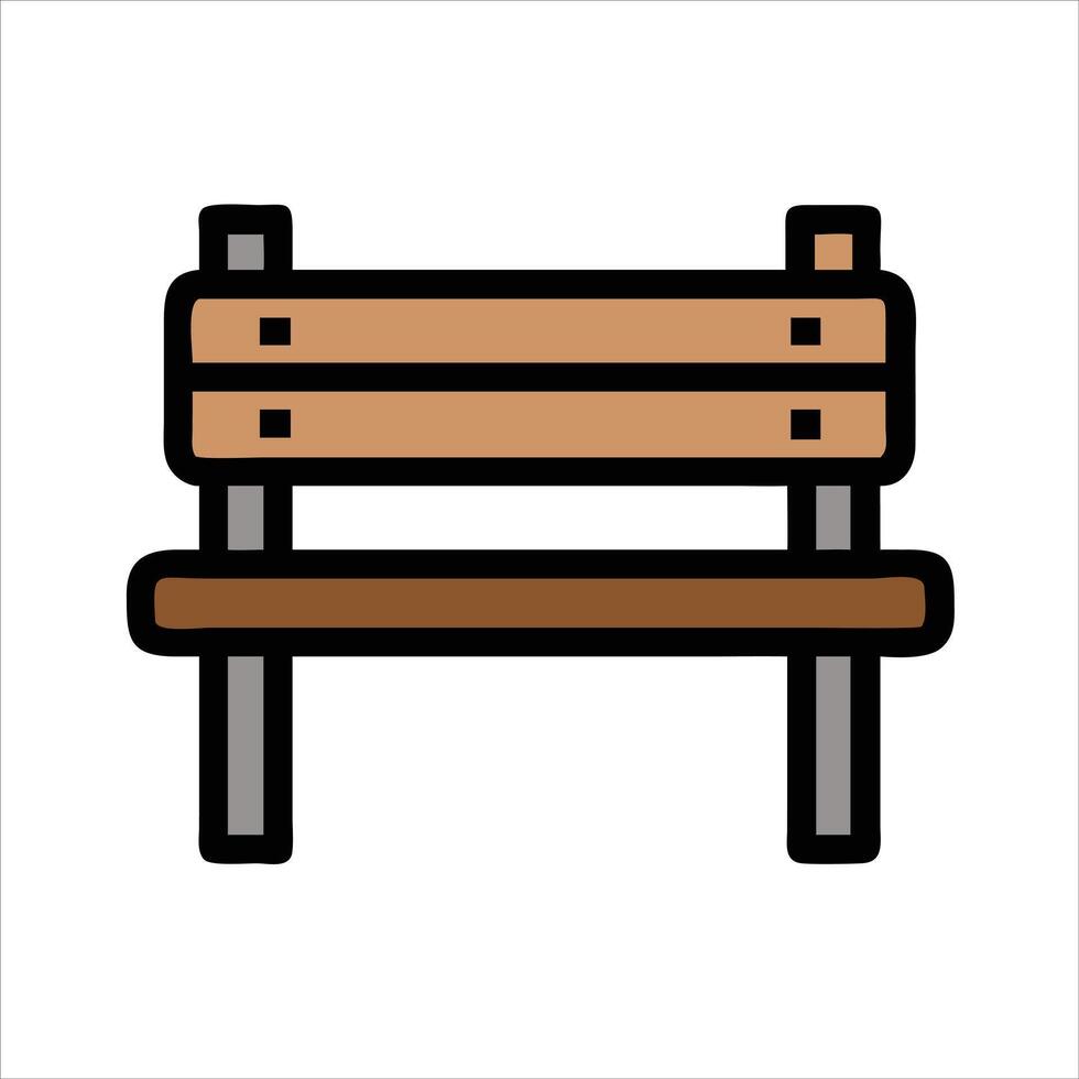Flat bench icon vector