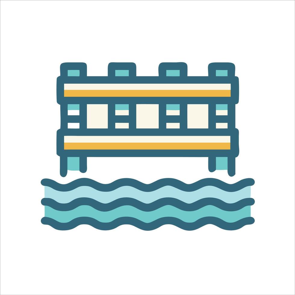 Flat bridge object icon design vector