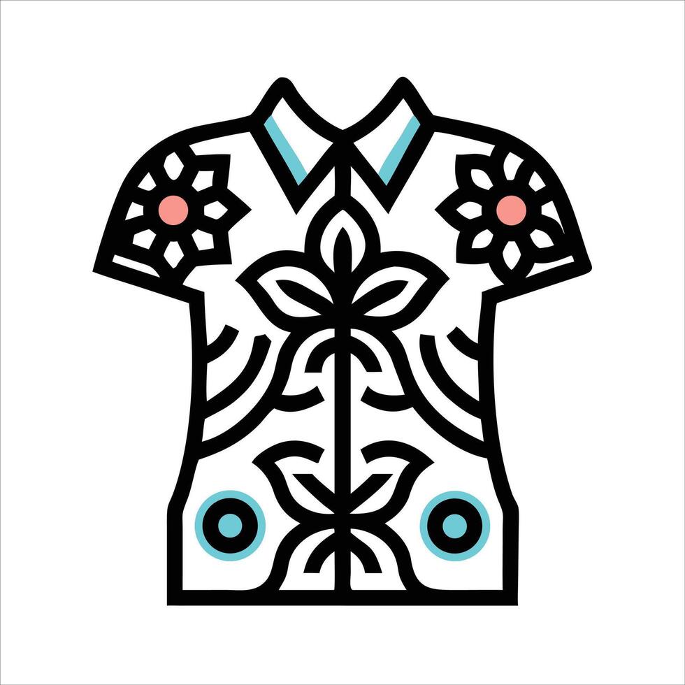 Flat batik shirt object icon design vector