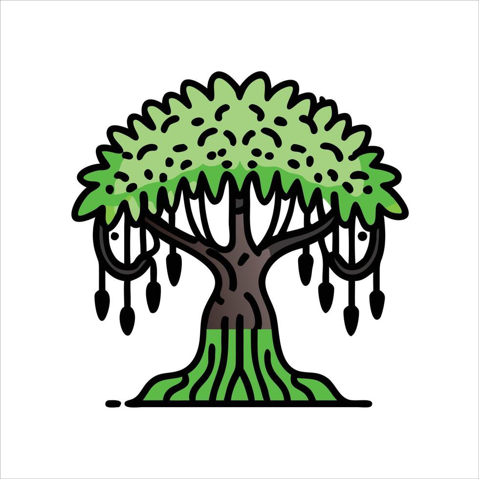 Flat banyan tree icon design vector