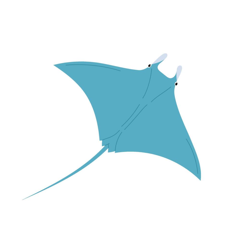 Stingray fish isolated on white background. Ocean stingray. Marine or oceanic animal in flat style vector
