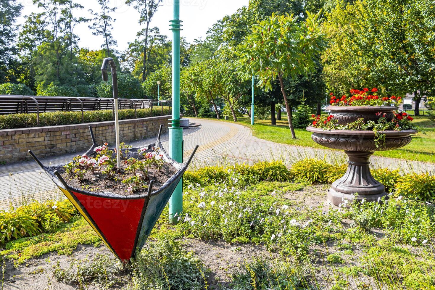 A large umbrella with flowers in it photo