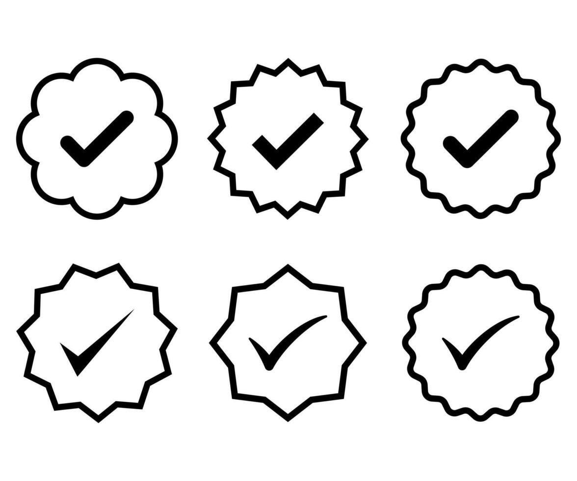 Verified badge icon tick symbol approved check mark icon vector
