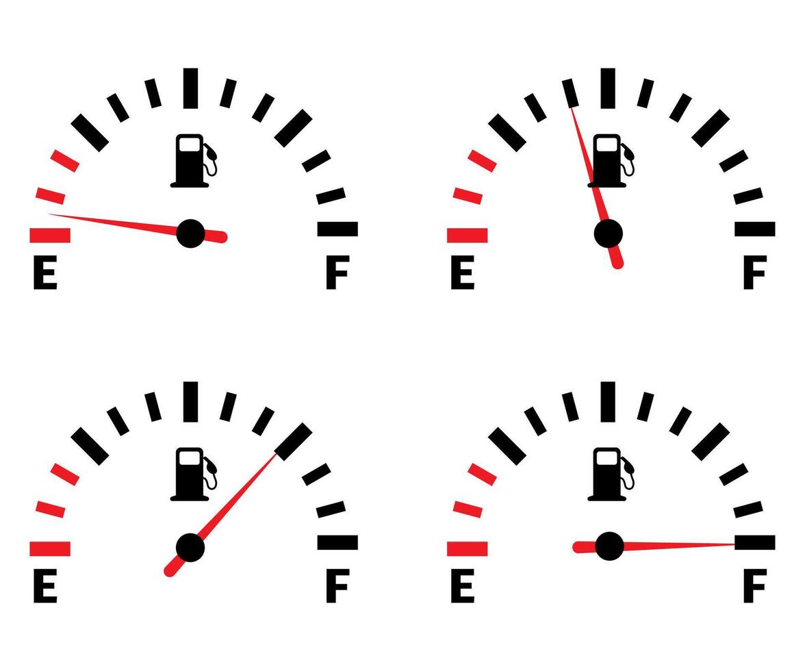 Fuel gauge, gas meter, fuel indicator low full level , gage dial vector