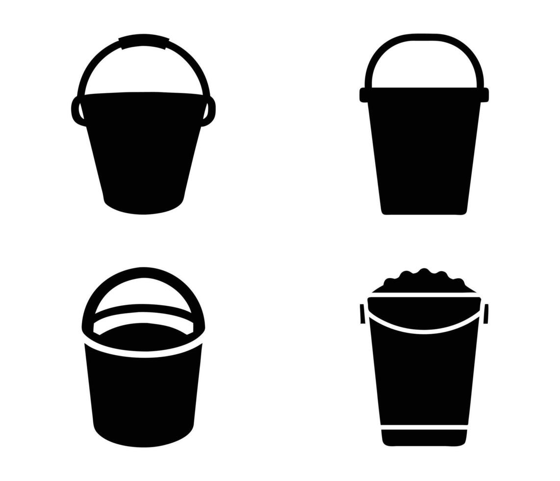 Collection of Four Different Buckets with Handles vector