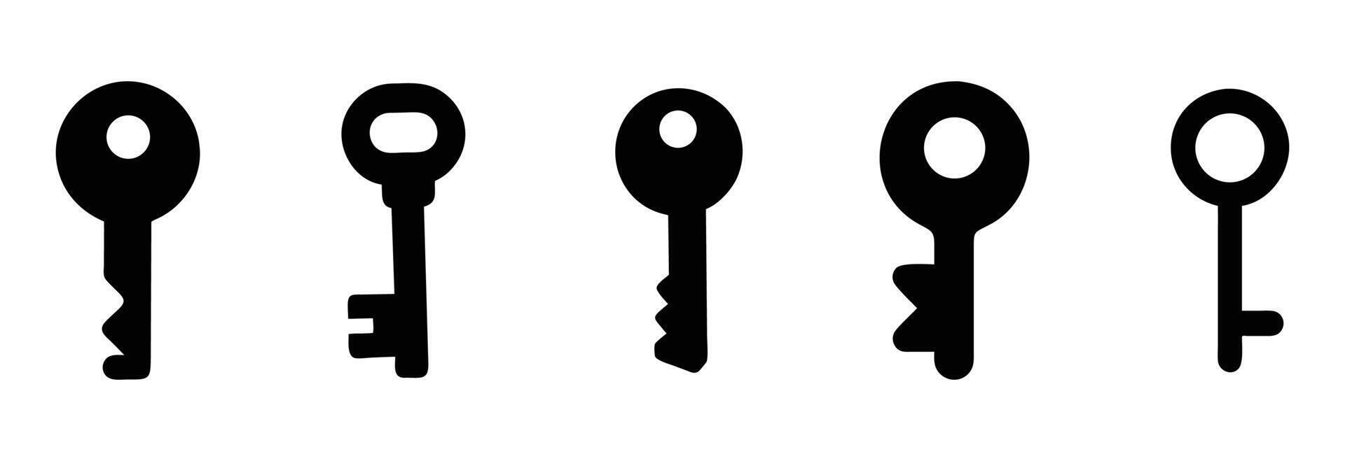 Collection of Simple Black Key Silhouettes vector