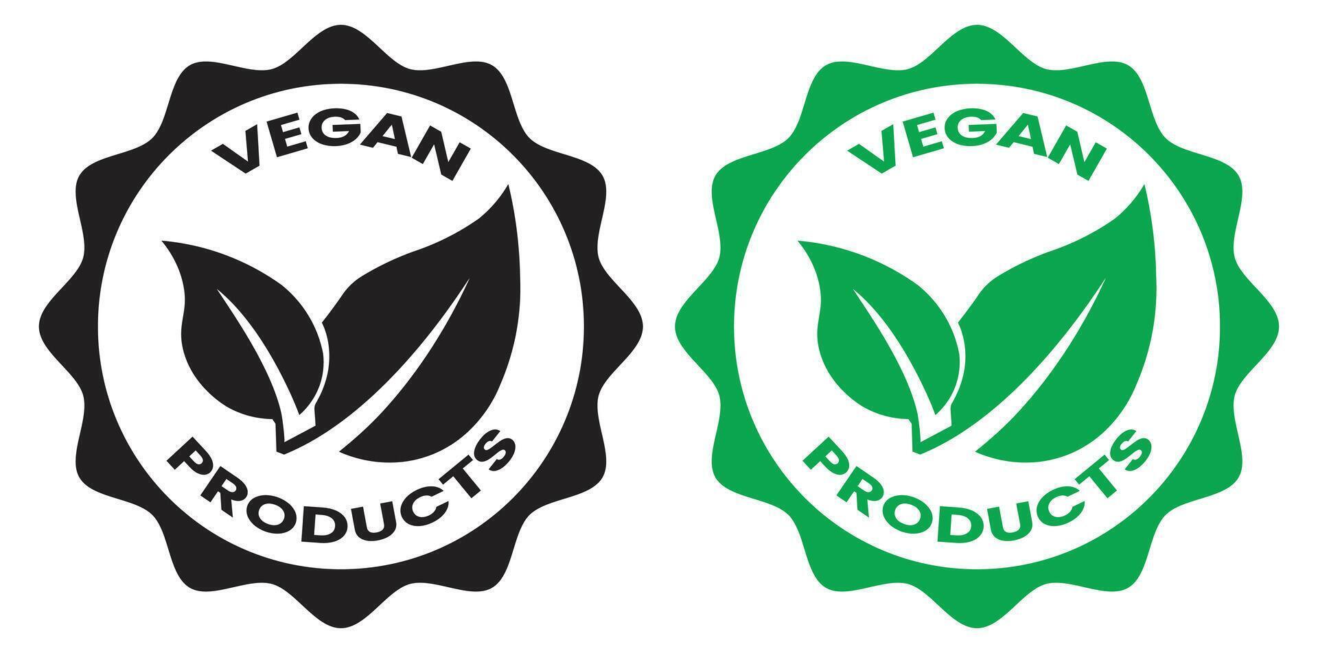 Two Vegan Product Labels Featuring Leaves vector